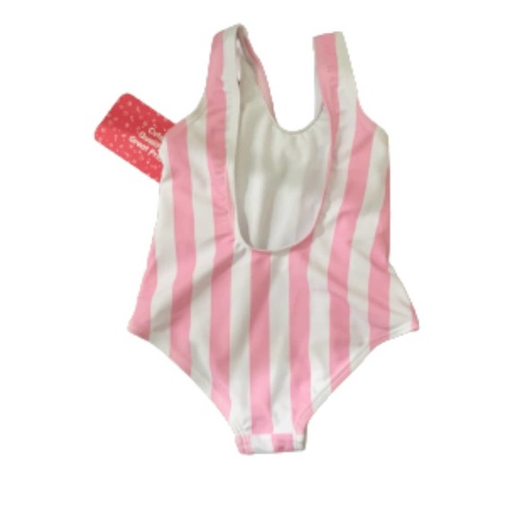 Baby  Pink Mad White Striped Pineapple Swim Suit Size 9-12 Months - Picture 3 of 6